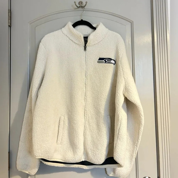 NFL Jackets & Blazers - NFL Apparel Seattle Seahawks White Fluffy Sherpa Hoodie Pullover Warm Teddy